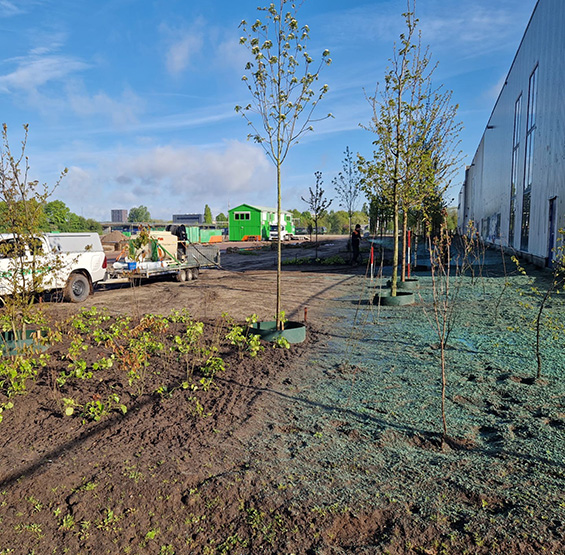 Hydroseeding bedrijventerrein